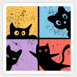 Vibrant Retro Cat Craze Sticker